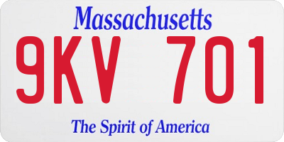 MA license plate 9KV701