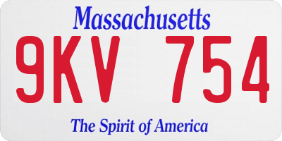 MA license plate 9KV754