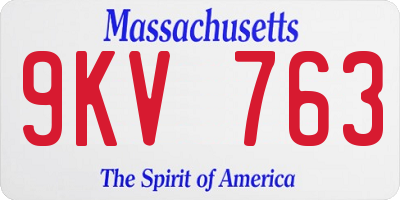 MA license plate 9KV763