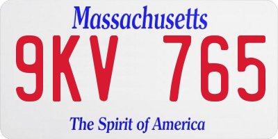 MA license plate 9KV765