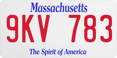 MA license plate 9KV783