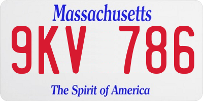 MA license plate 9KV786