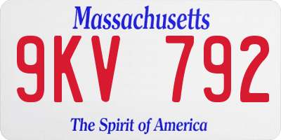 MA license plate 9KV792