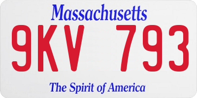 MA license plate 9KV793