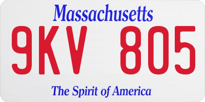 MA license plate 9KV805