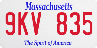 MA license plate 9KV835