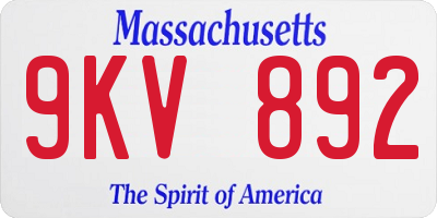 MA license plate 9KV892