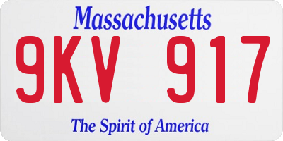 MA license plate 9KV917