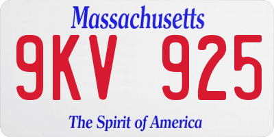 MA license plate 9KV925