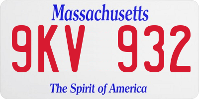MA license plate 9KV932
