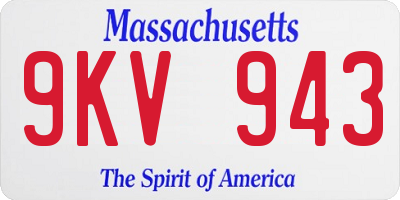 MA license plate 9KV943