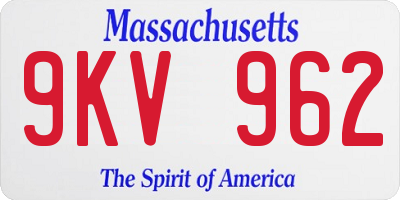 MA license plate 9KV962