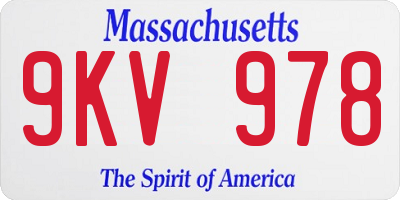 MA license plate 9KV978