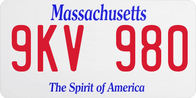 MA license plate 9KV980
