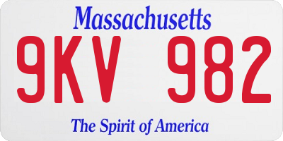 MA license plate 9KV982