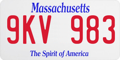 MA license plate 9KV983