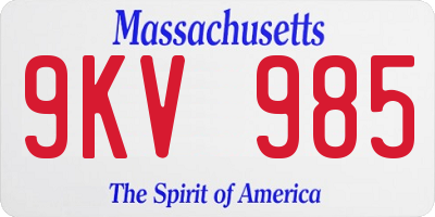 MA license plate 9KV985