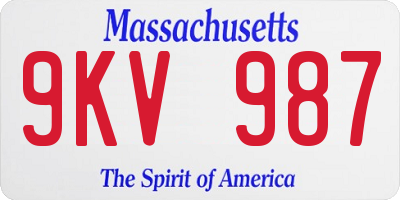 MA license plate 9KV987
