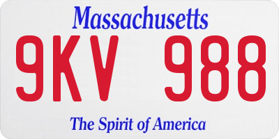 MA license plate 9KV988
