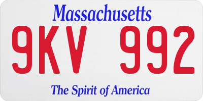 MA license plate 9KV992