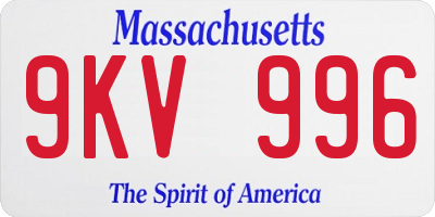 MA license plate 9KV996