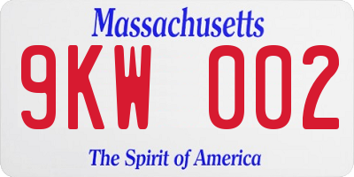 MA license plate 9KW002