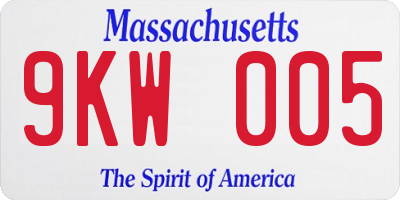 MA license plate 9KW005