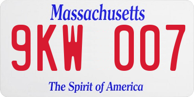 MA license plate 9KW007