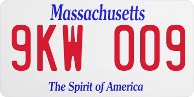 MA license plate 9KW009