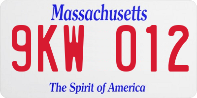 MA license plate 9KW012
