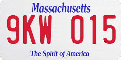 MA license plate 9KW015