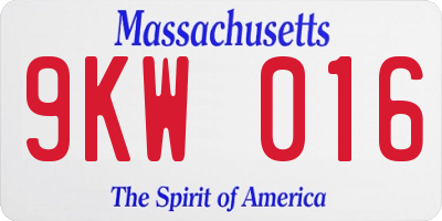 MA license plate 9KW016