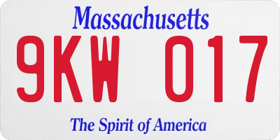 MA license plate 9KW017