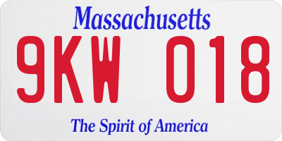 MA license plate 9KW018