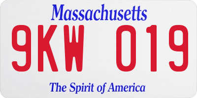MA license plate 9KW019