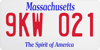 MA license plate 9KW021