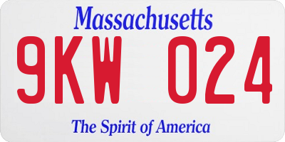 MA license plate 9KW024