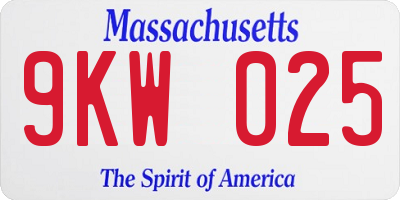 MA license plate 9KW025
