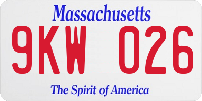 MA license plate 9KW026