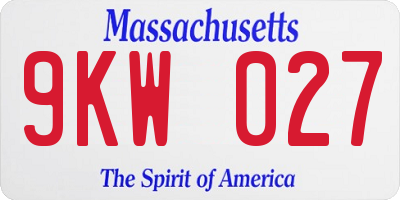 MA license plate 9KW027