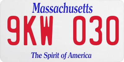 MA license plate 9KW030