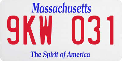 MA license plate 9KW031