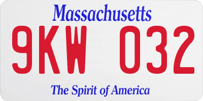 MA license plate 9KW032