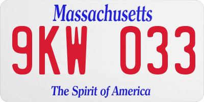 MA license plate 9KW033
