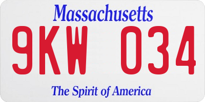 MA license plate 9KW034