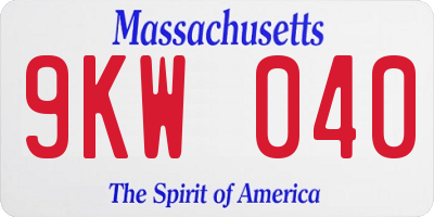 MA license plate 9KW040