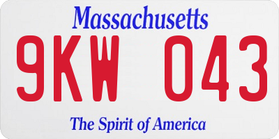 MA license plate 9KW043