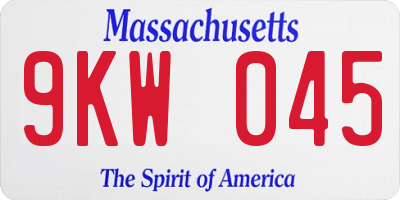 MA license plate 9KW045