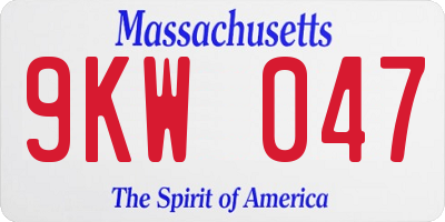 MA license plate 9KW047
