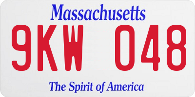 MA license plate 9KW048